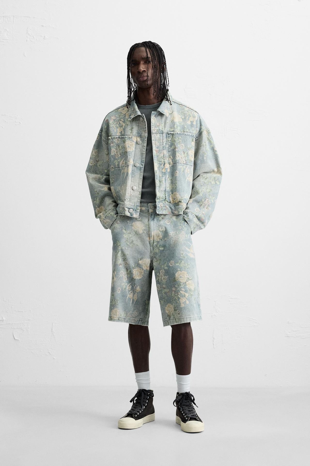 DENIM SET WITH FLORAL PRINT